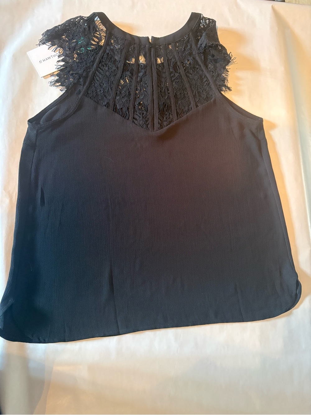 41 Hawthorn Black Lace Yoke Sleeveless Blouse